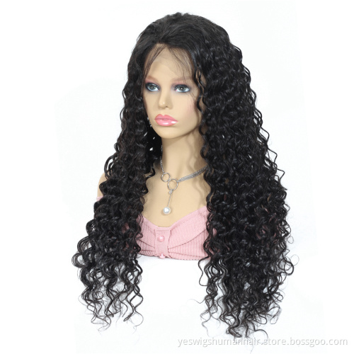 Malaysian Deep Wave Lace Frontal Human Hair Wig Vendor Pre Plucked Natural Hairline 13X4 13X6 Lace Front Wig Transparent Lace